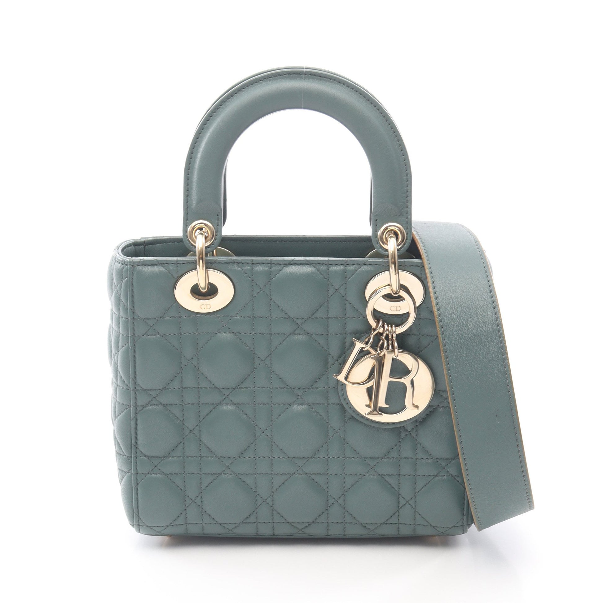レディディオール スモール ハンドバッグ レザー グレーグリーン 2WAY クリスチャンディオール バッグ Christian Dior