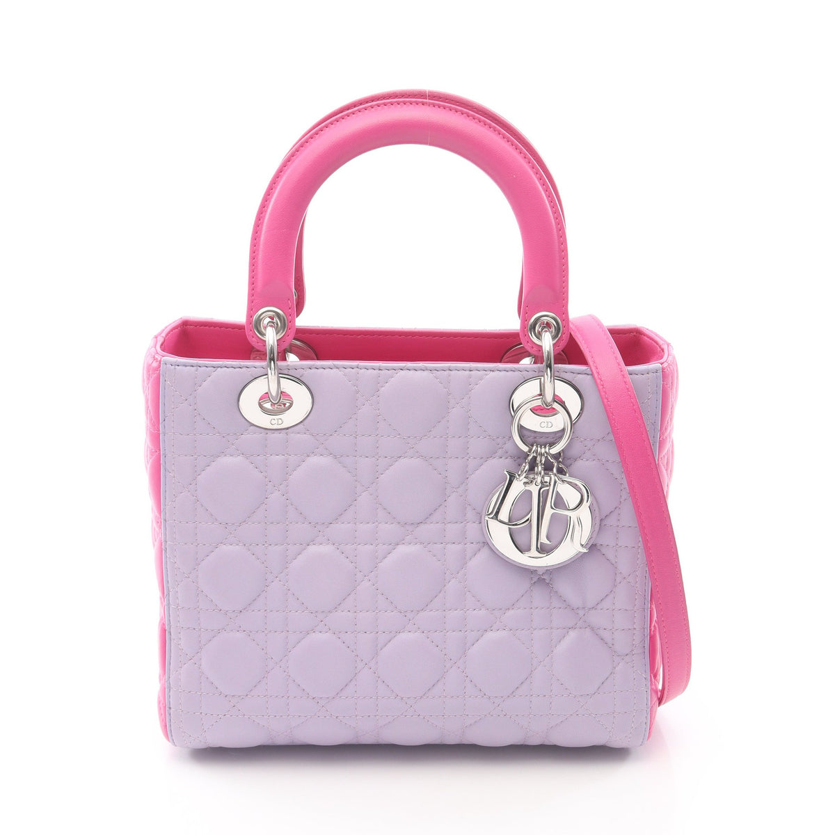 LADY DIOR レディディオール ハンドバッグ レザー ライトパープル 