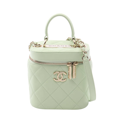 トレンディCC バニティバッグ チェーンショルダーバッグ レザー ライトグリーン ゴールド金具 シャネル バッグ CHANEL
