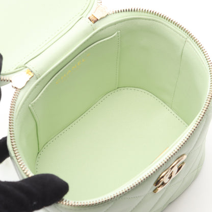 トレンディCC バニティバッグ チェーンショルダーバッグ レザー ライトグリーン ゴールド金具 シャネル バッグ CHANEL