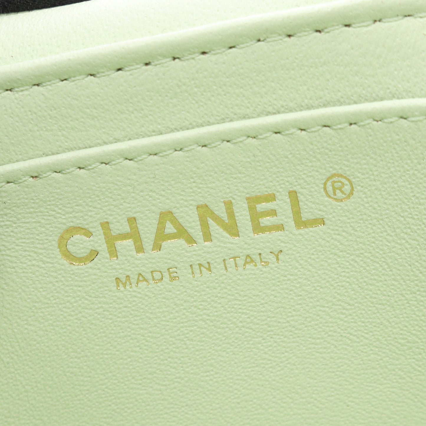 トレンディCC バニティバッグ チェーンショルダーバッグ レザー ライトグリーン ゴールド金具 シャネル バッグ CHANEL