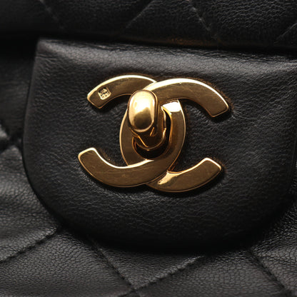 マトラッセ Wフラップ Wチェーンショルダーバッグ ラムスキン ブラック ゴールド金具 シャネル バッグ CHANEL