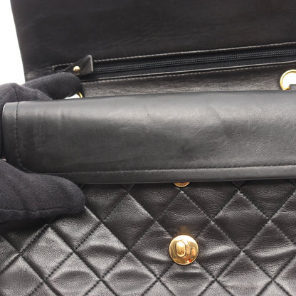 マトラッセ Wフラップ Wチェーンショルダーバッグ ラムスキン ブラック ゴールド金具 シャネル バッグ CHANEL