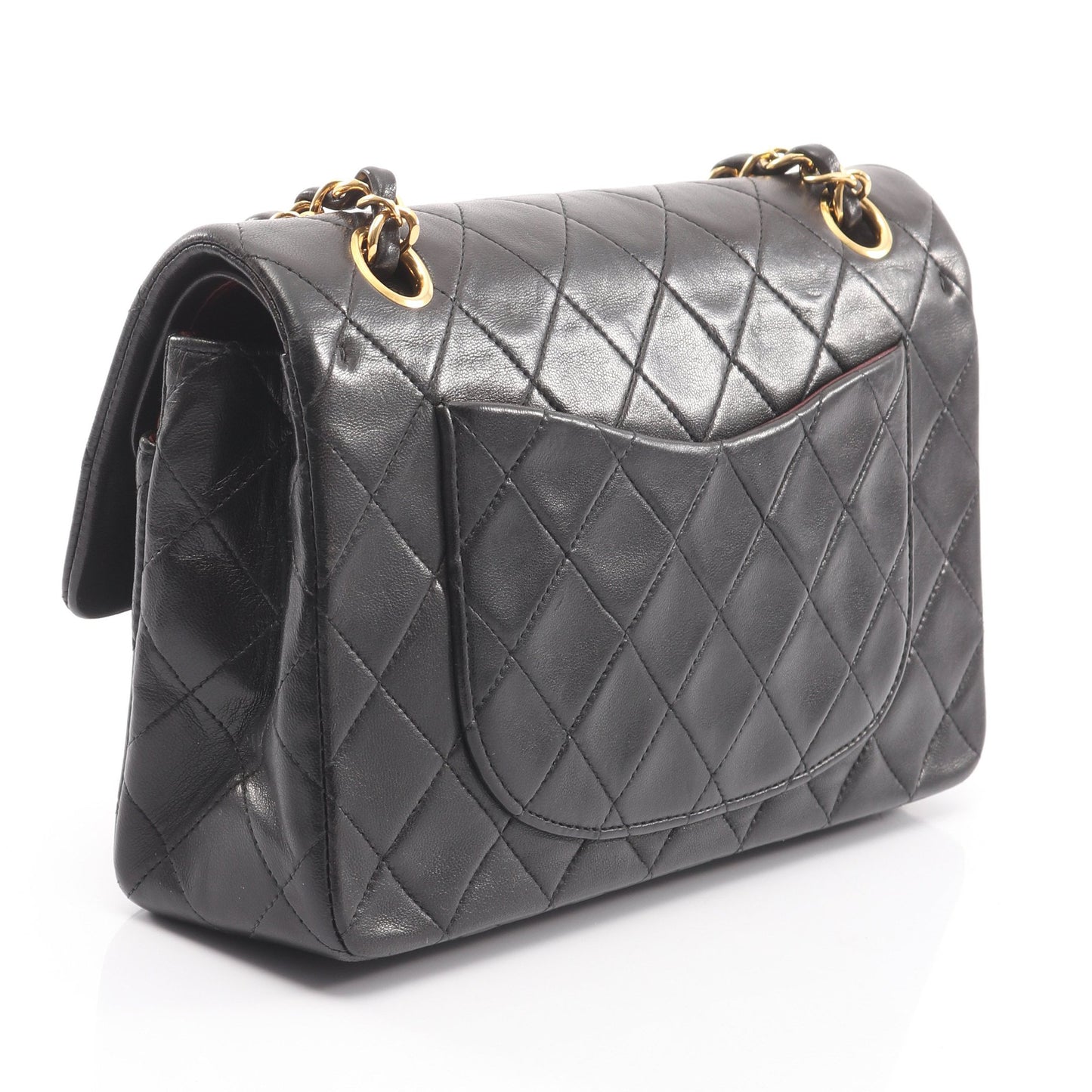 マトラッセ Wフラップ Wチェーンショルダーバッグ ラムスキン ブラック ゴールド金具 シャネル バッグ CHANEL