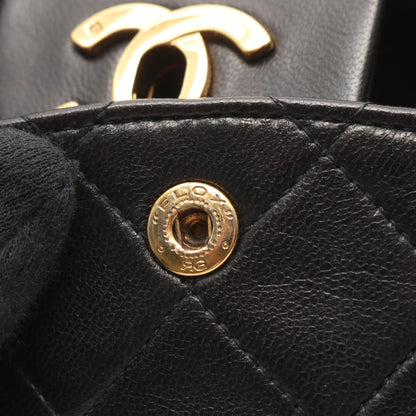 マトラッセ Wフラップ Wチェーンショルダーバッグ ラムスキン ブラック ゴールド金具 シャネル バッグ CHANEL