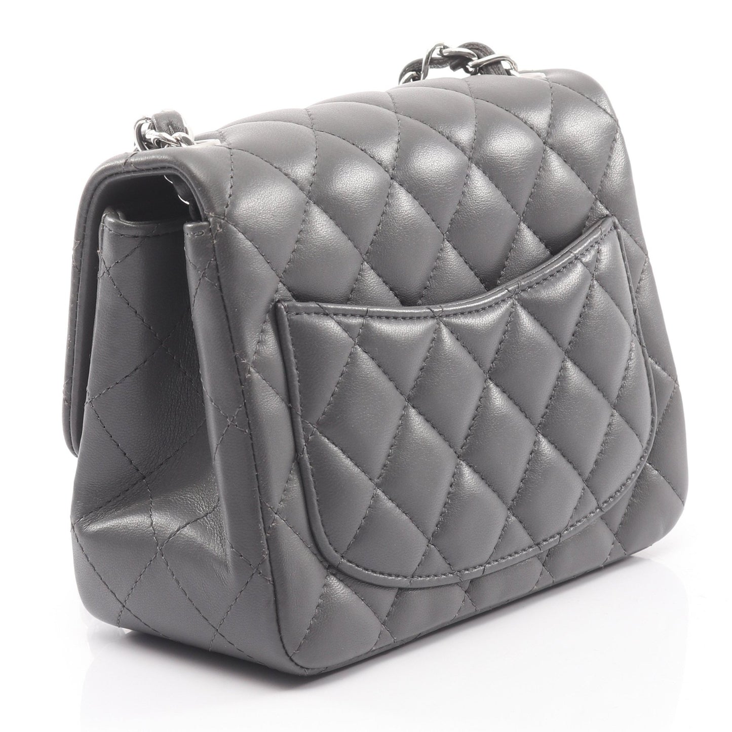 ミニマトラッセ チェーンショルダーバッグ ラムスキン グレー シルバー金具 シャネル バッグ CHANEL