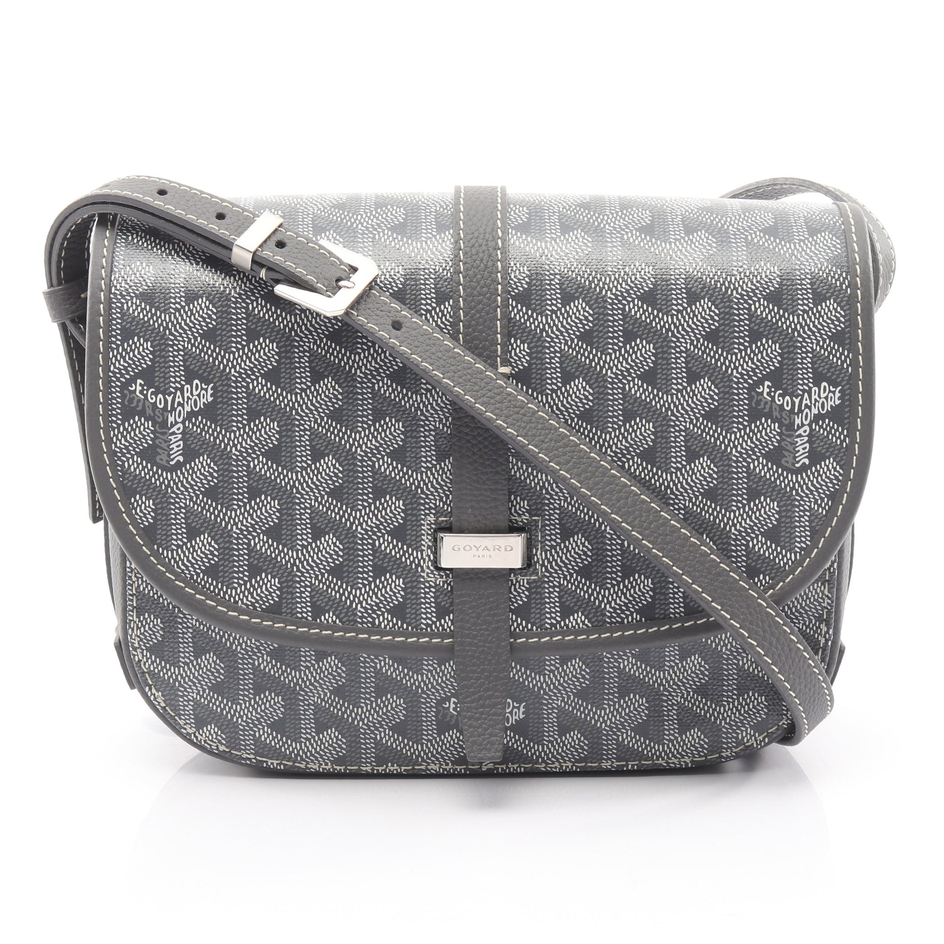 ベルヴェデーレPM ショルダーバッグ コーティングキャンバス レザー グレー ホワイト ゴヤール バッグ GOYARD