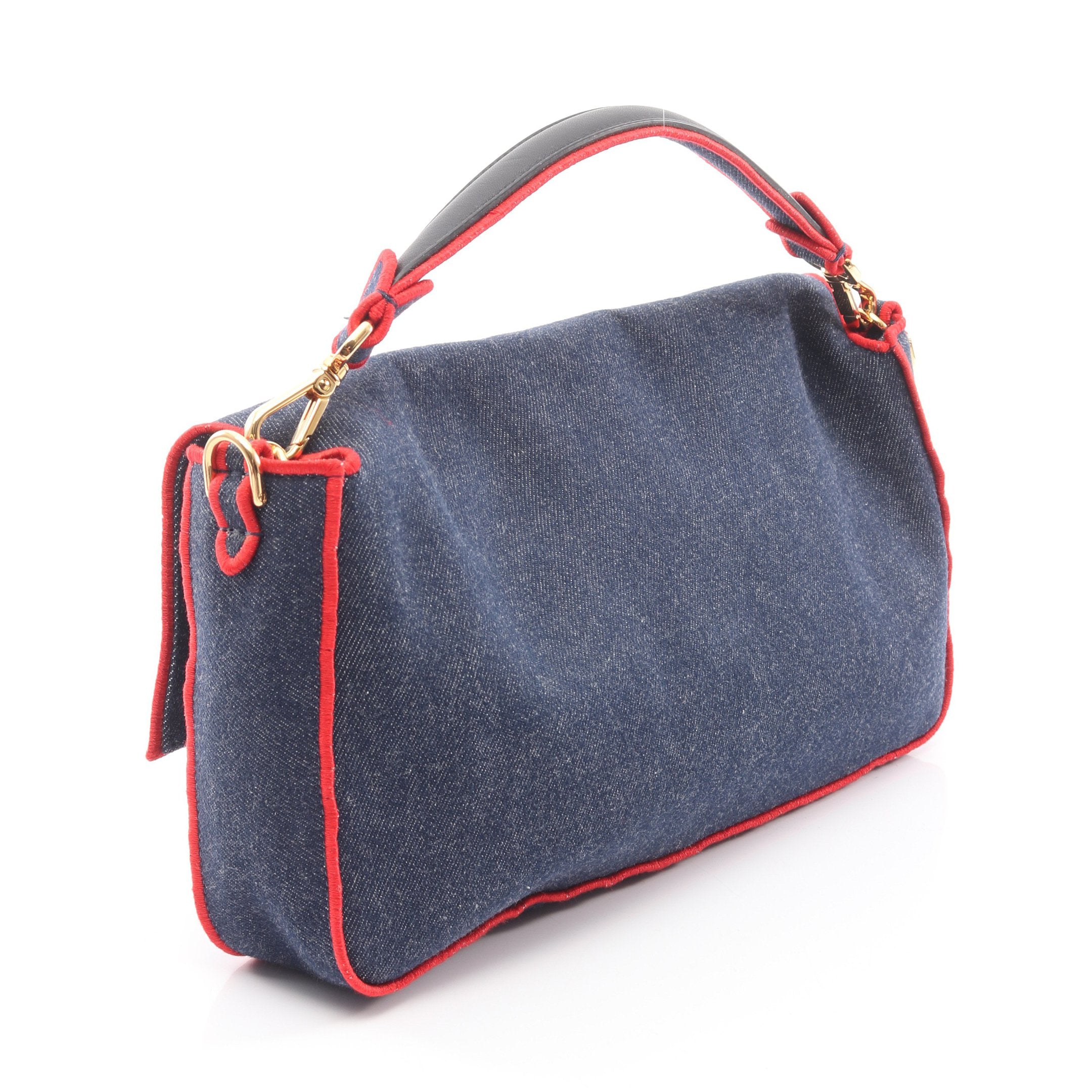 マンマバケット ROMA ハンドバッグ デニム ネイビー レッド 2WAY