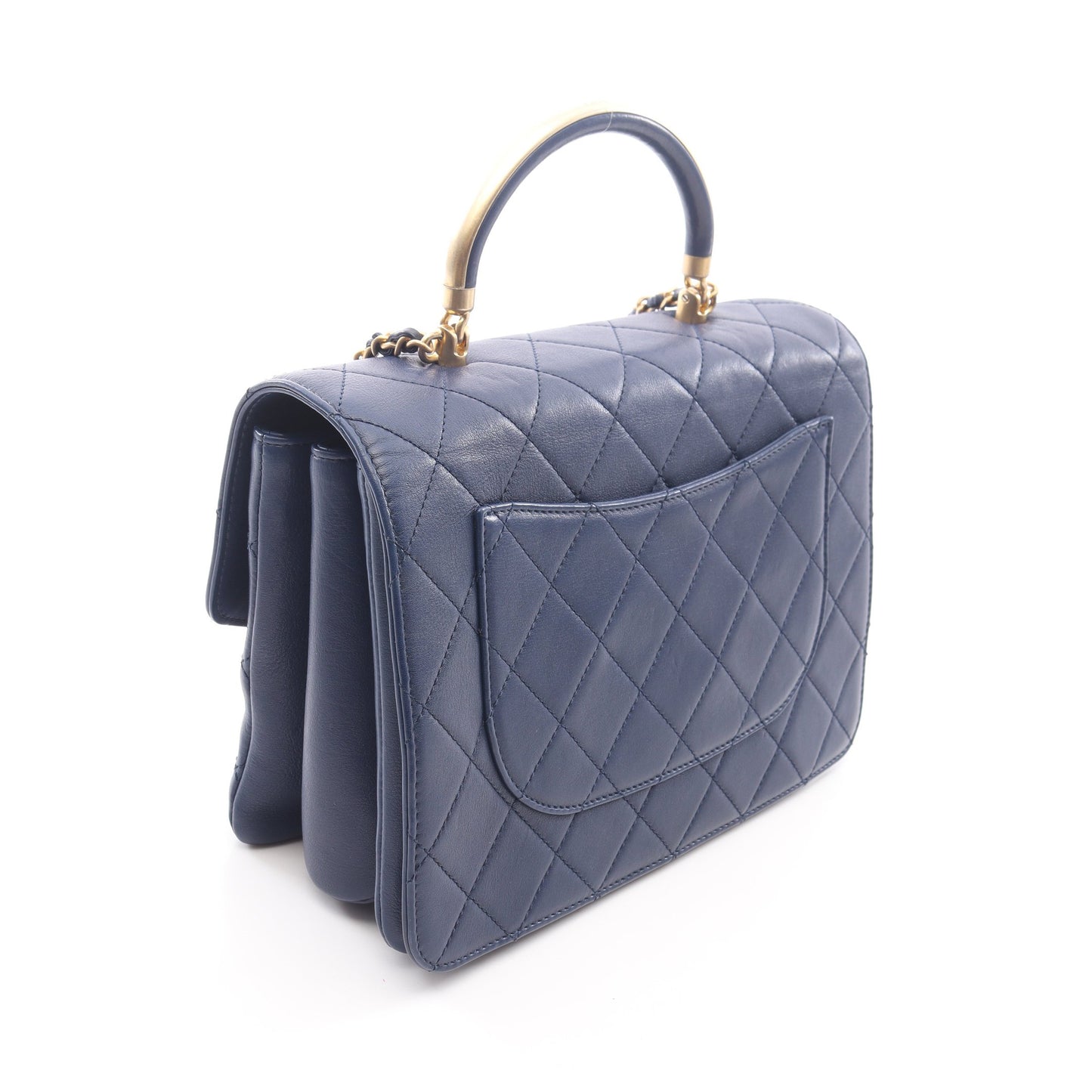 マトラッセ チェーンショルダーバッグ ラムスキン ダークブルー ゴールド金具 2WAY シャネル バッグ CHANEL