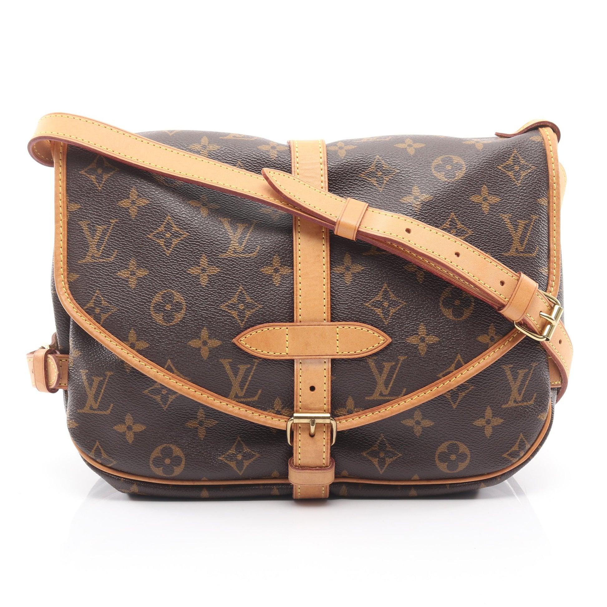 ソミュール30 モノグラム ショルダーバッグ PVC レザー ブラウン ルイヴィトン バッグ LOUIS VUITTON