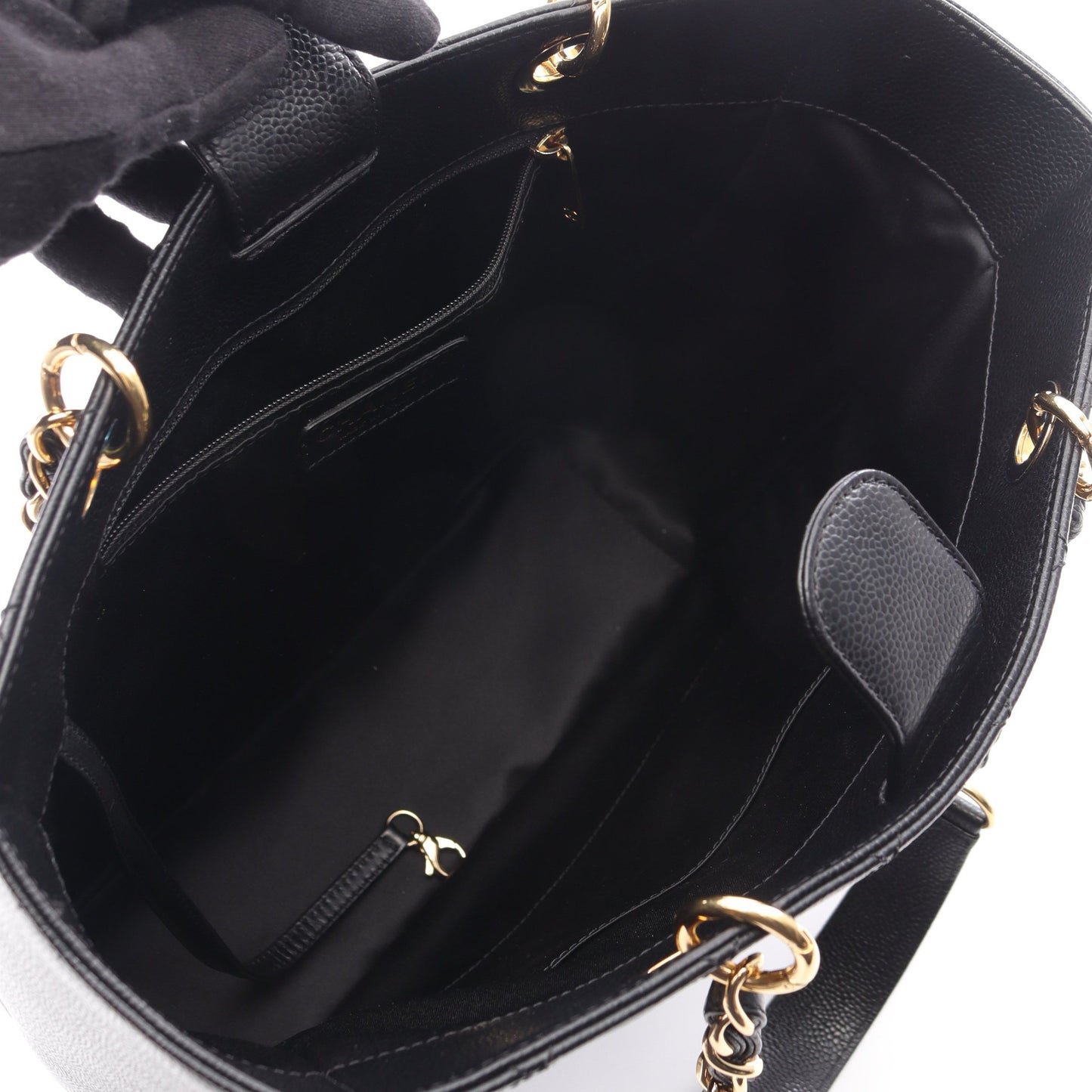 マトラッセ PST チェーンショルダーバッグ チェーントートバッグ キャビアスキン ブラック ゴールド金具 シャネル バッグ CHANEL