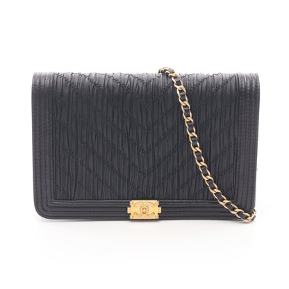 ボーイシャネル チェーンショルダーバッグ レザー ブラック ゴールド金具 シャネル バッグ CHANEL