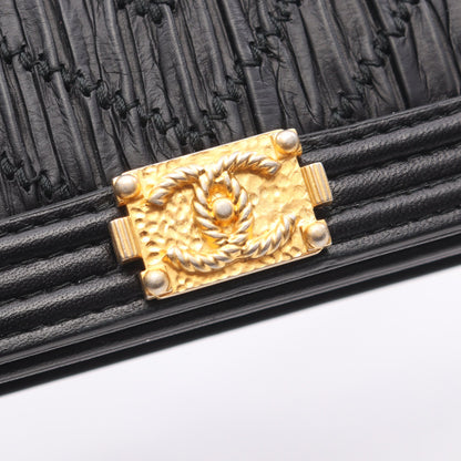 ボーイシャネル チェーンショルダーバッグ レザー ブラック ゴールド金具 シャネル バッグ CHANEL