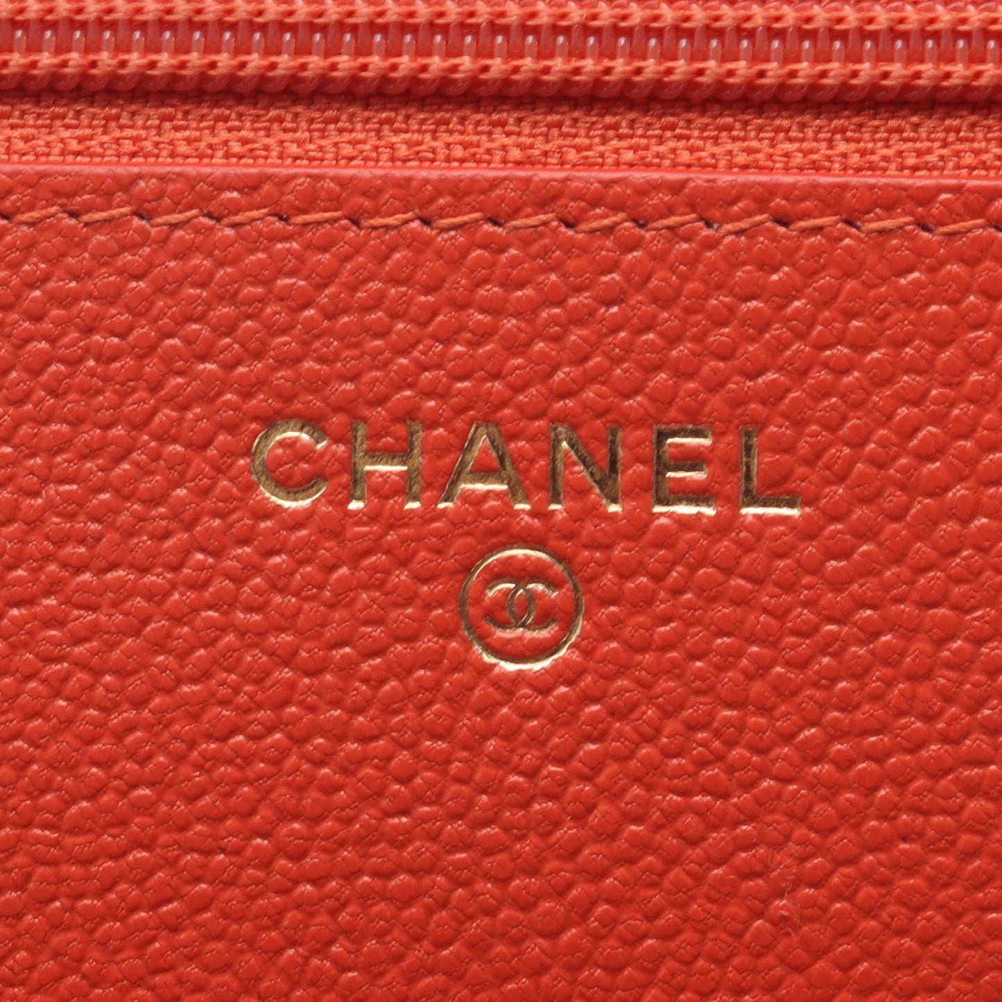 マトラッセ ココロック チェーンウォレット キャビアスキン オレンジ ゴールド金具 シャネル バッグ CHANEL