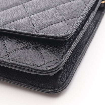 マトラッセ チェーンウォレット キャビアスキン ブラック ゴールド金具 シャネル バッグ CHANEL