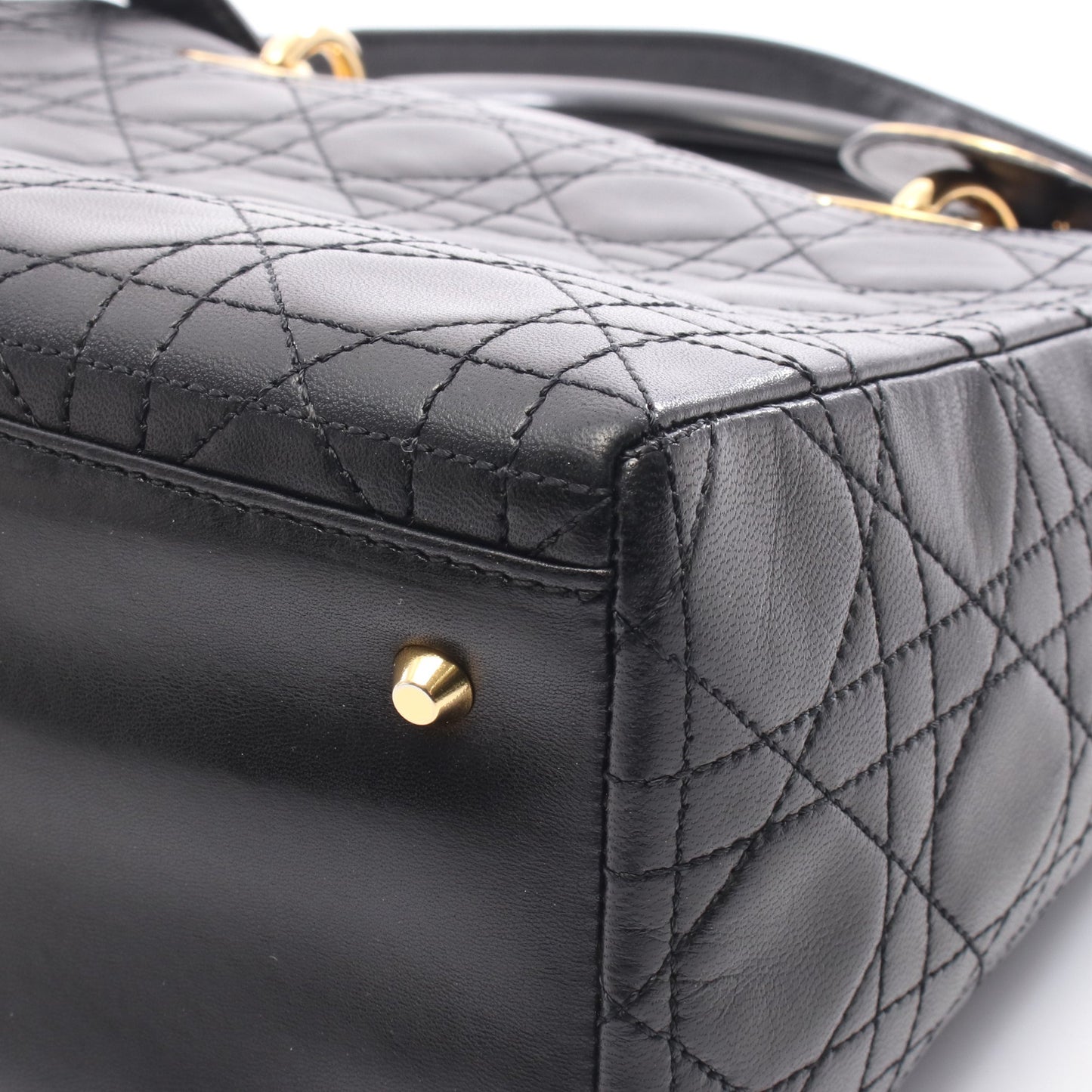 LADY DIOR レディディオール カナージュ ハンドバッグ レザー ブラック 2WAY クリスチャンディオール バッグ Christian Dior
