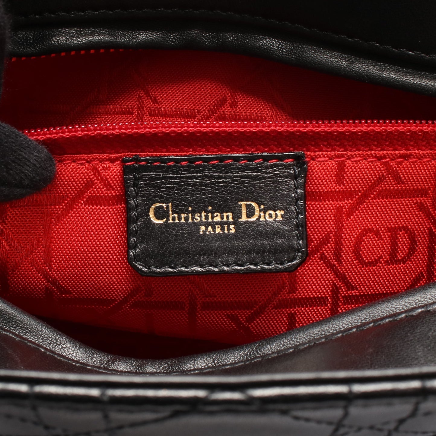 LADY DIOR レディディオール カナージュ ハンドバッグ レザー ブラック 2WAY クリスチャンディオール バッグ Christian Dior