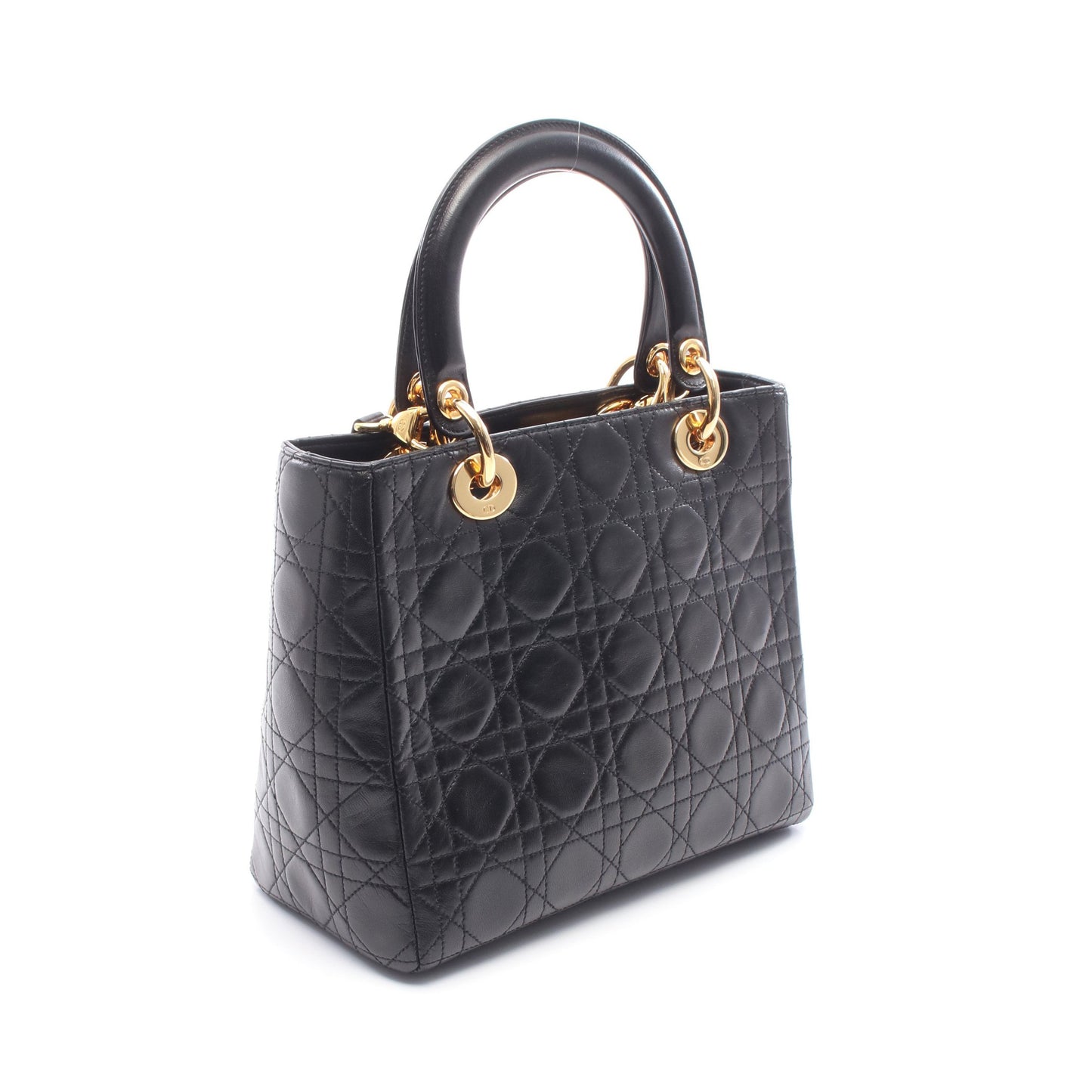 LADY DIOR レディディオール カナージュ ハンドバッグ レザー ブラック 2WAY クリスチャンディオール バッグ Christian Dior