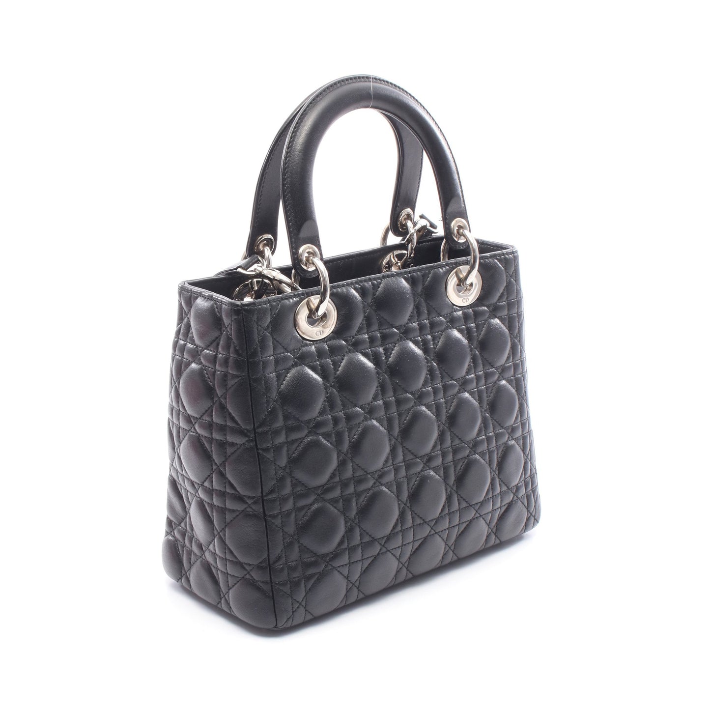 LADY DIOR レディディオール カナージュ ハンドバッグ レザー ブラック 2WAY クリスチャンディオール バッグ Christian Dior