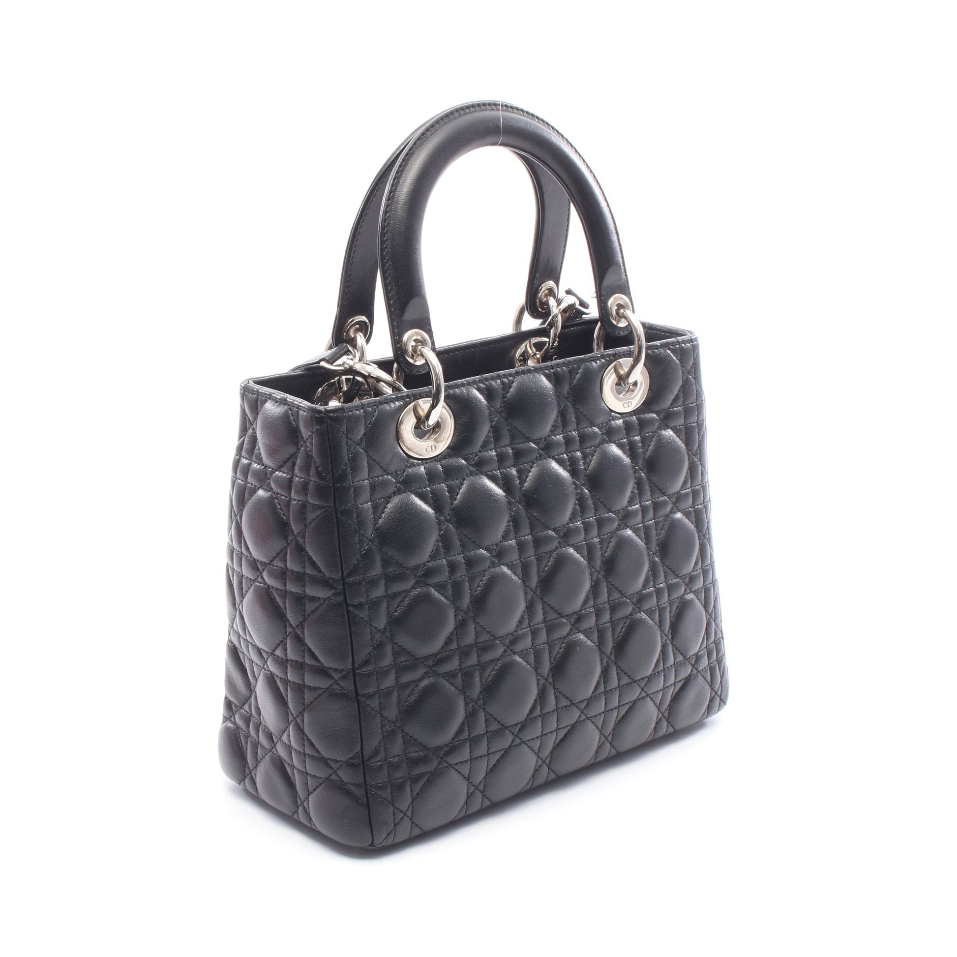 LADY DIOR レディディオール カナージュ ハンドバッグ レザー ブラック 2WAY クリスチャンディオール バッグ Christian Dior