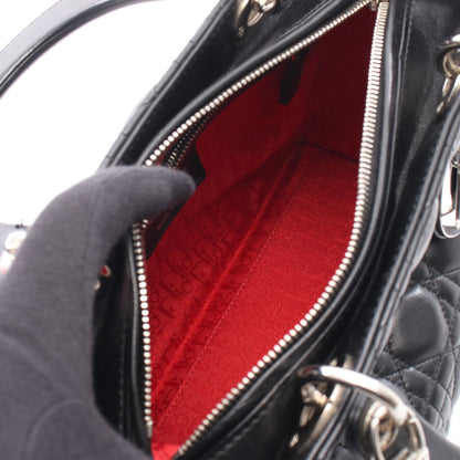 LADY DIOR レディディオール カナージュ ハンドバッグ レザー ブラック 2WAY クリスチャンディオール バッグ Christian Dior