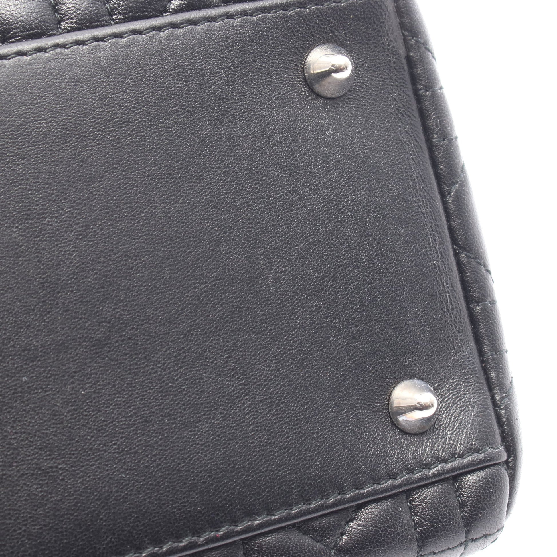 LADY DIOR レディディオール カナージュ ハンドバッグ レザー ブラック 2WAY クリスチャンディオール バッグ Christian Dior