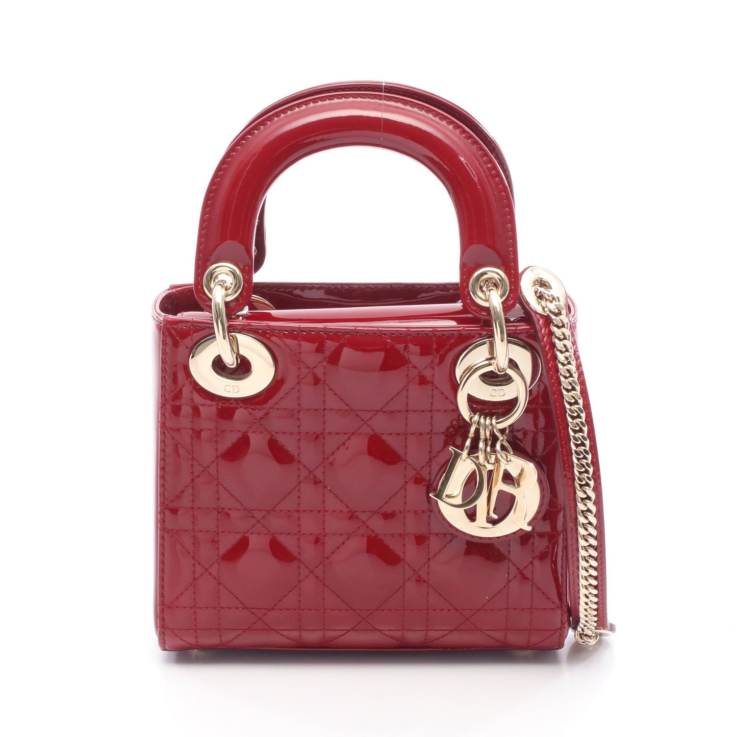 レディディオール ミニ ハンドバッグ エナメルレザー レッド 2WAY クリスチャンディオール バッグ Christian Dior