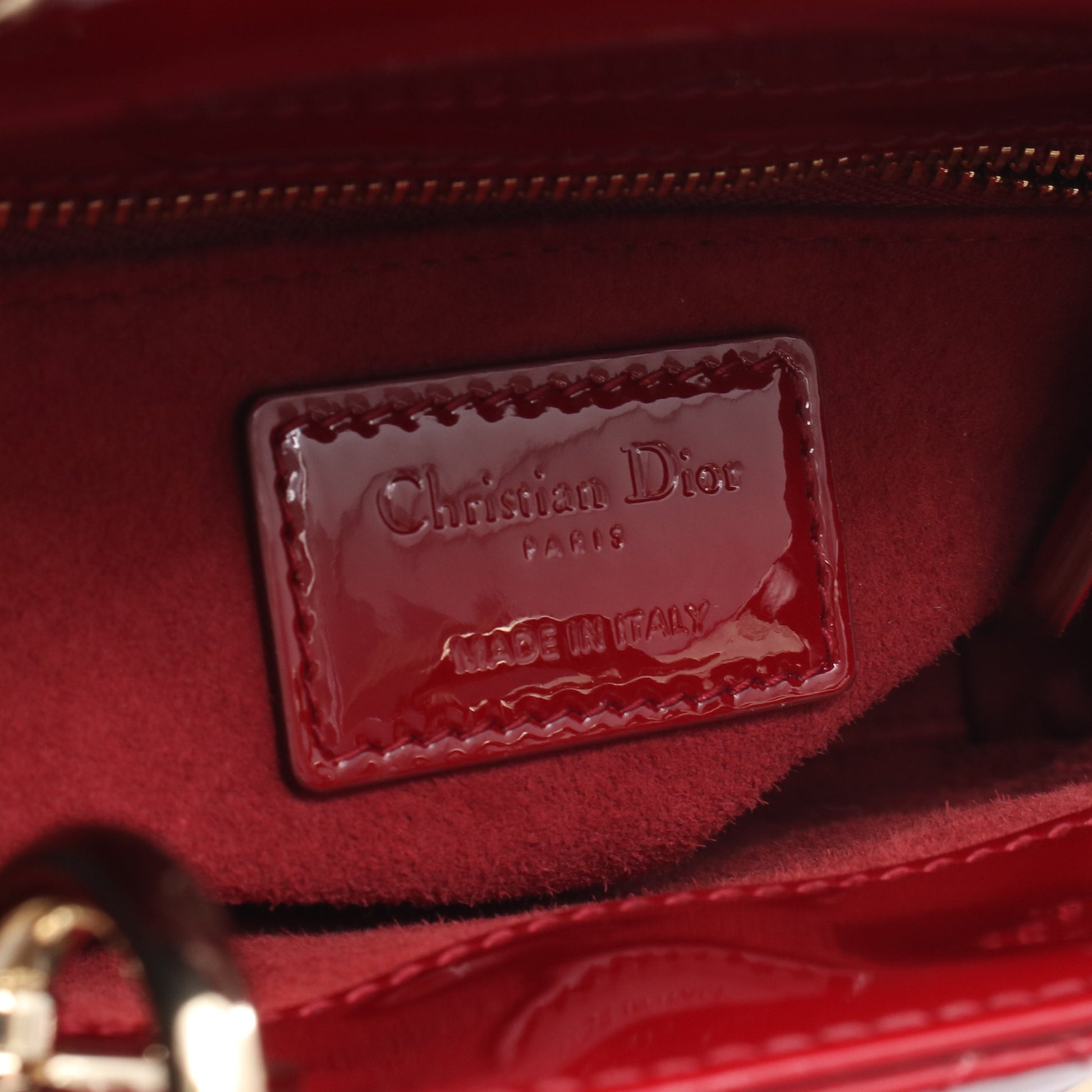 レディディオール ミニ ハンドバッグ エナメルレザー レッド 2WAY クリスチャンディオール バッグ Christian Dior