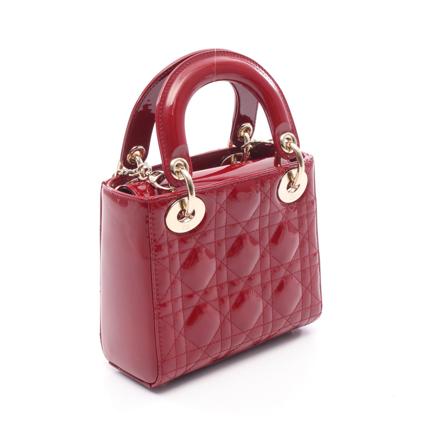 レディディオール ミニ ハンドバッグ エナメルレザー レッド 2WAY クリスチャンディオール バッグ Christian Dior