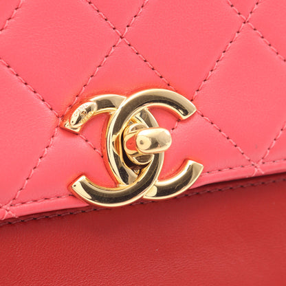 マトラッセ チェーンショルダーバッグ レザー レッド マルチカラー ゴールド金具 シャネル バッグ CHANEL