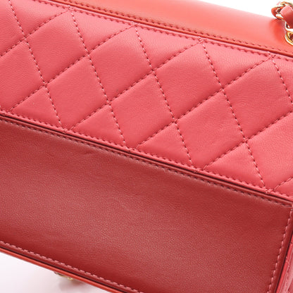 マトラッセ チェーンショルダーバッグ レザー レッド マルチカラー ゴールド金具 シャネル バッグ CHANEL