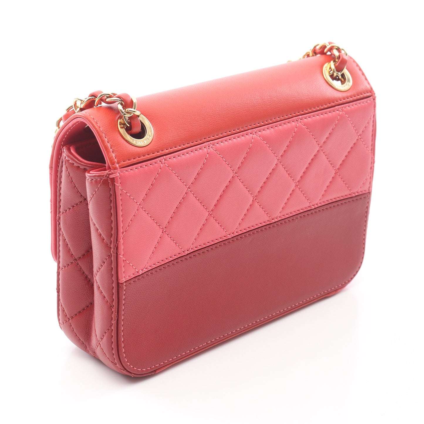 マトラッセ チェーンショルダーバッグ レザー レッド マルチカラー ゴールド金具 シャネル バッグ CHANEL