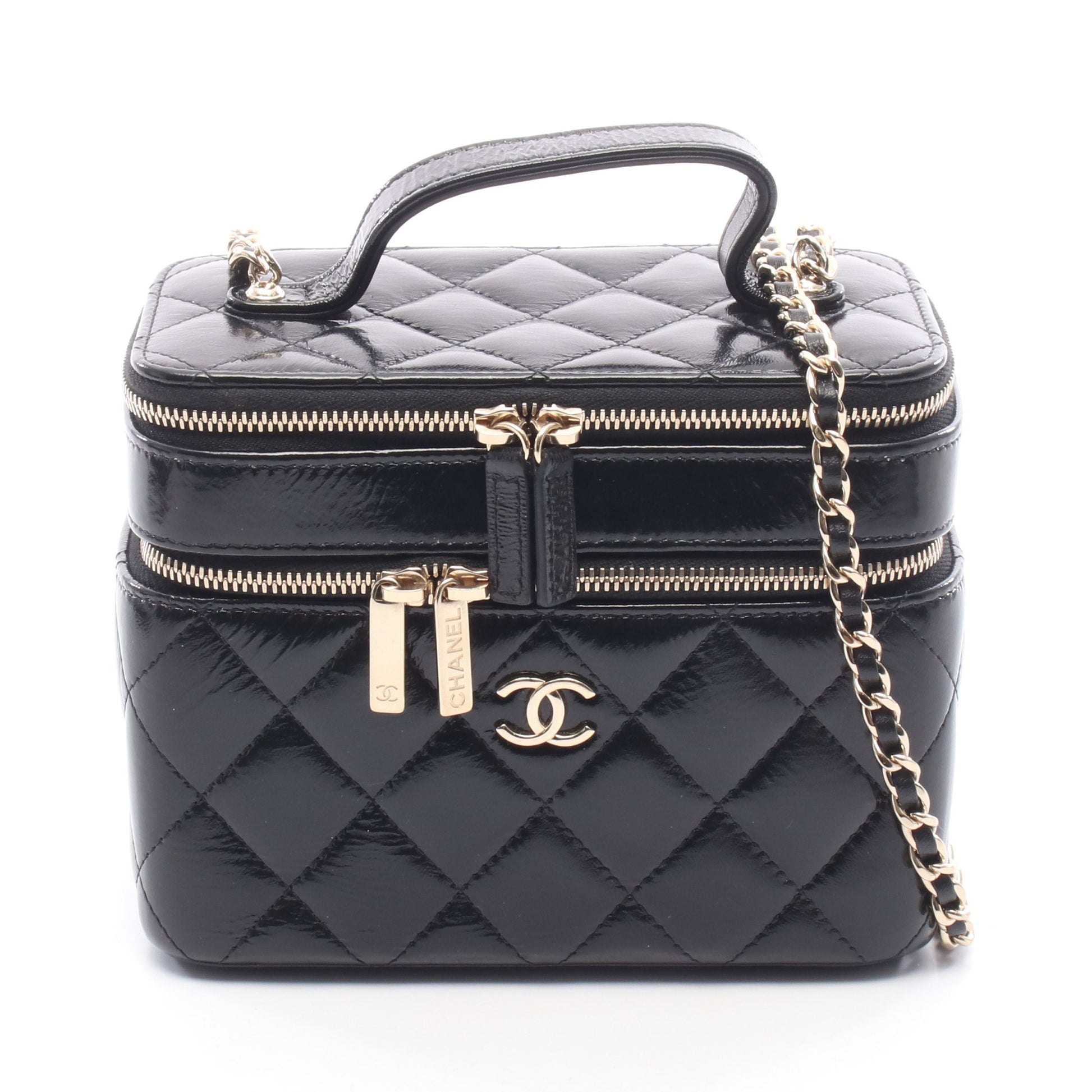 マトラッセ バニティ チェーンショルダーバッグ レザー ブラック ゴールド金具 シャネル バッグ CHANEL
