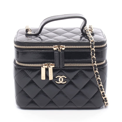 マトラッセ バニティ チェーンショルダーバッグ レザー ブラック ゴールド金具 シャネル バッグ CHANEL