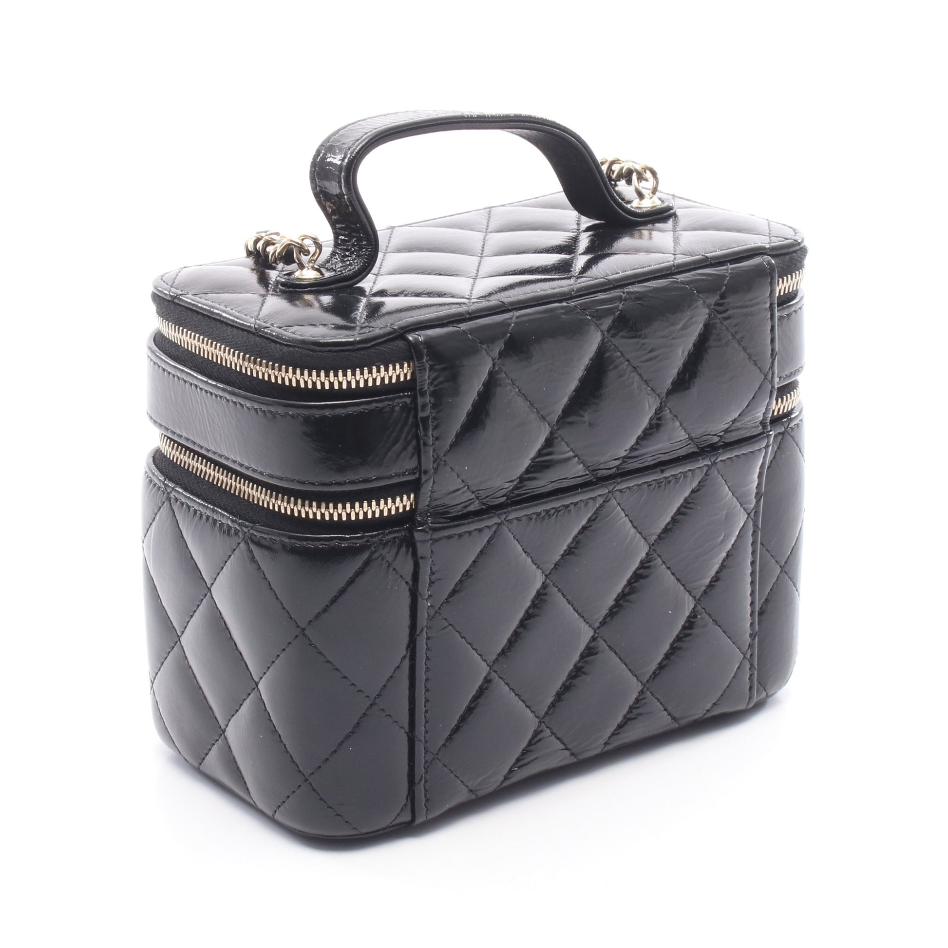 マトラッセ バニティ チェーンショルダーバッグ レザー ブラック ゴールド金具 シャネル バッグ CHANEL