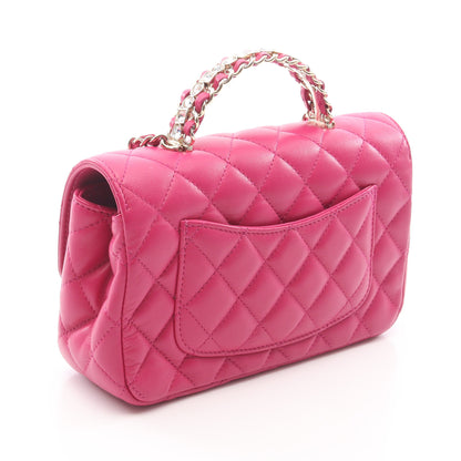 マトラッセ トップハンドル チェーンショルダーバッグ ラムスキン ピンクパープル ゴールド金具 シャネル バッグ CHANEL