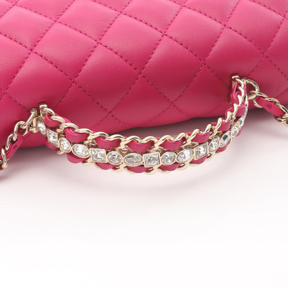 マトラッセ トップハンドル チェーンショルダーバッグ ラムスキン ピンクパープル ゴールド金具 シャネル バッグ CHANEL
