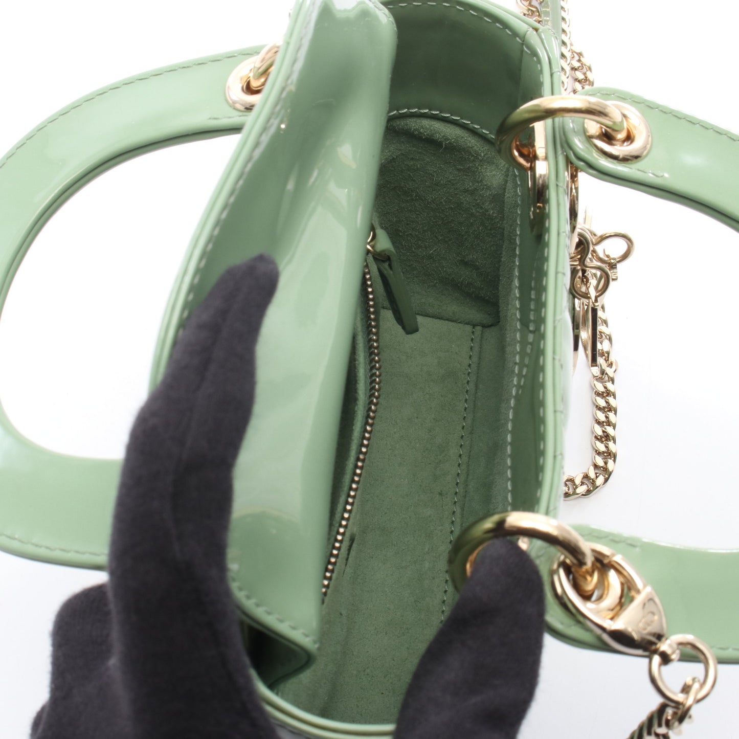 レディディオール ミニ ハンドバッグ エナメルレザー ライトグリーン 2WAY クリスチャンディオール バッグ Christian Dior