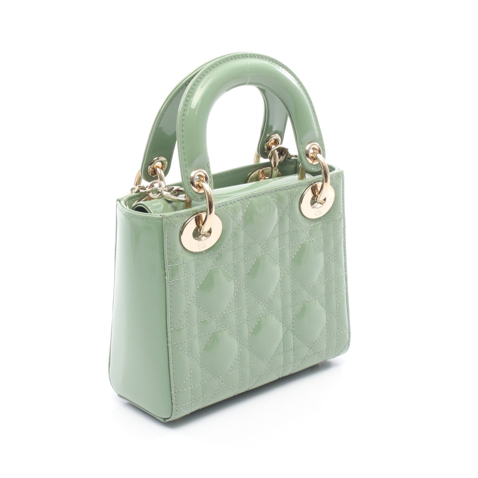 レディディオール ミニ ハンドバッグ エナメルレザー ライトグリーン 2WAY クリスチャンディオール バッグ Christian Dior