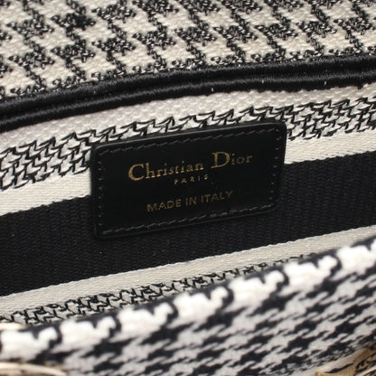 LADY D-JOY ミディアム ハンドバッグ 千鳥格子 キャンバス ブラック ホワイト 2WAY クリスチャンディオール バッグ Christian Dior