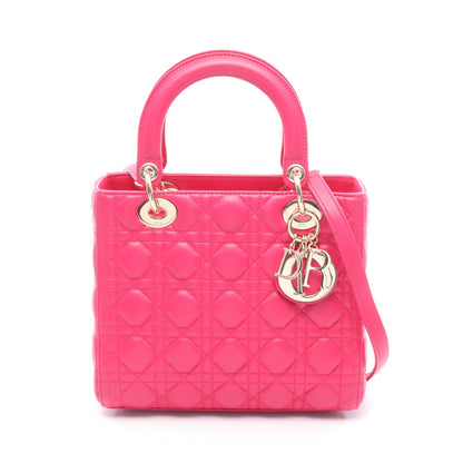 LADY DIOR レディディオール カナージュ ハンドバッグ レザー ピンク 2WAY クリスチャンディオール バッグ Christian Dior