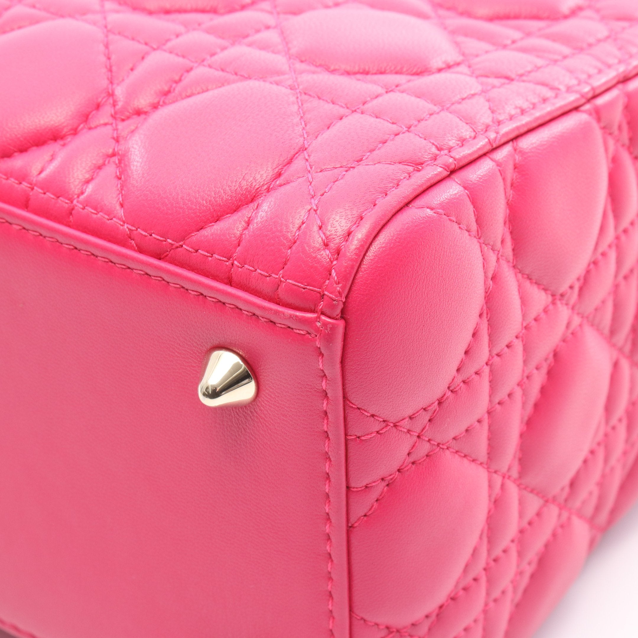 LADY DIOR レディディオール カナージュ ハンドバッグ レザー ピンク