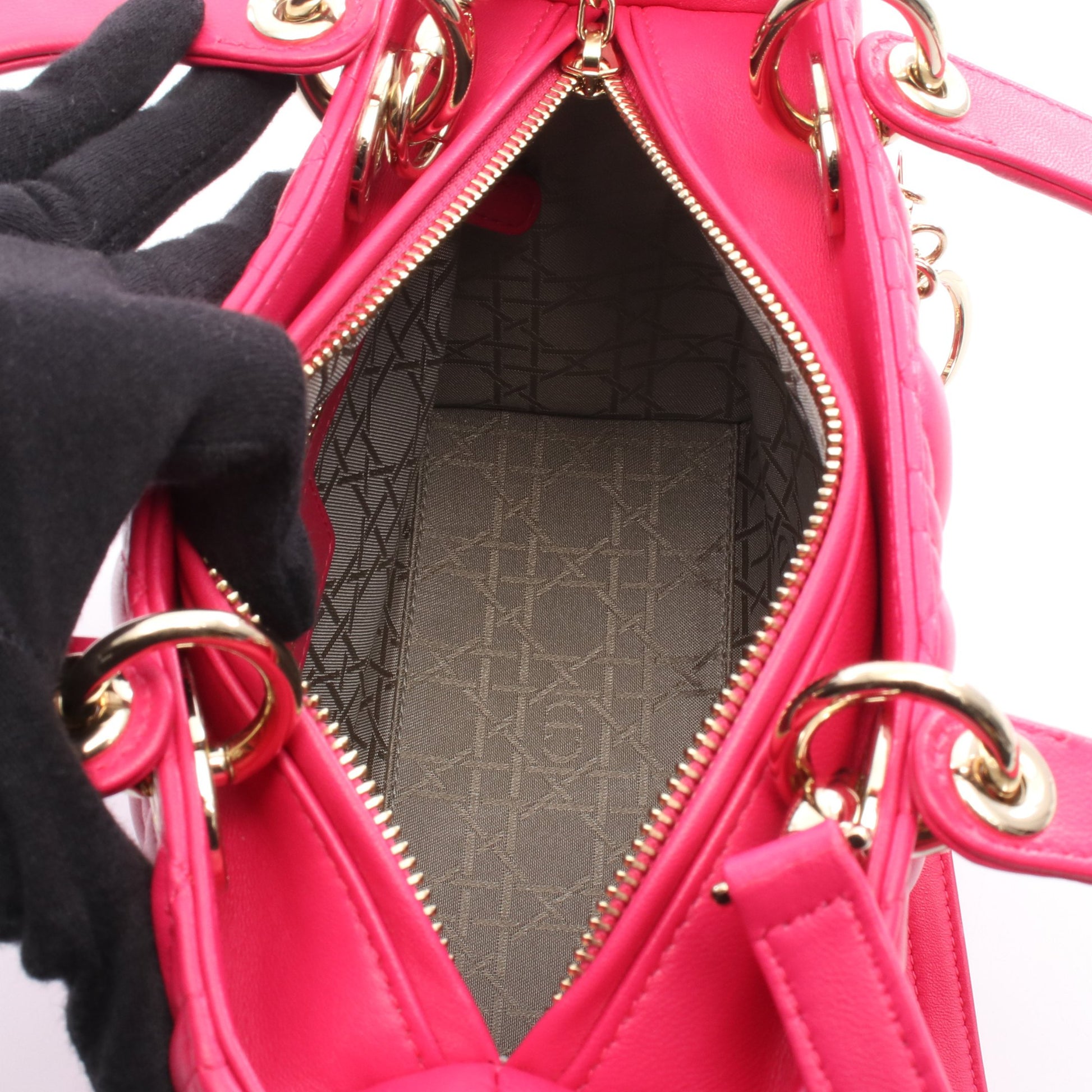LADY DIOR レディディオール カナージュ ハンドバッグ レザー ピンク 2WAY クリスチャンディオール バッグ Christian Dior