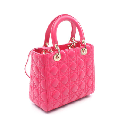 LADY DIOR レディディオール カナージュ ハンドバッグ レザー ピンク 2WAY クリスチャンディオール バッグ Christian Dior