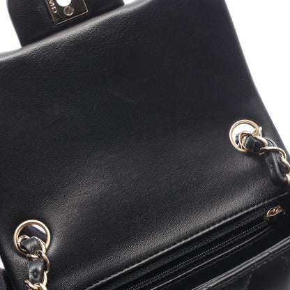 ミニマトラッセ チェーンショルダーバッグ ラムスキン ブラック シルバー金具 シャネル バッグ CHANEL