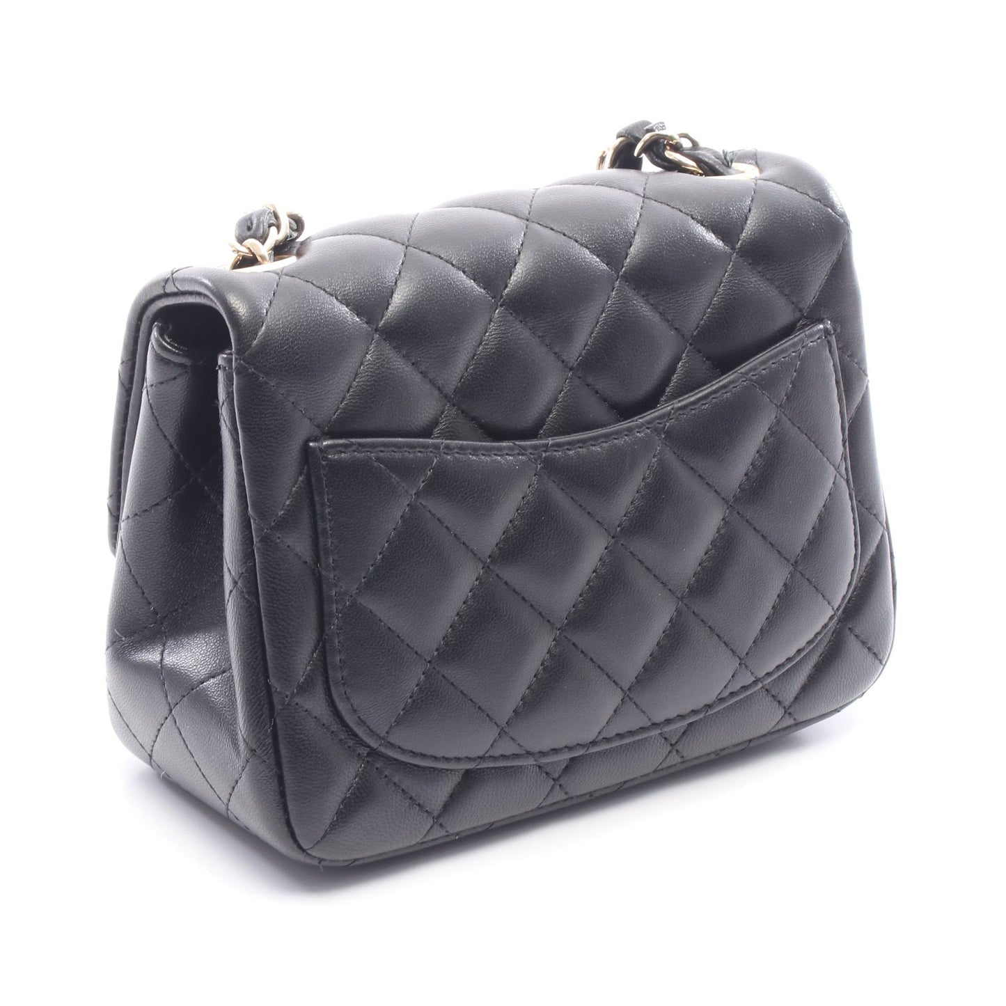 ミニマトラッセ チェーンショルダーバッグ ラムスキン ブラック シルバー金具 シャネル バッグ CHANEL