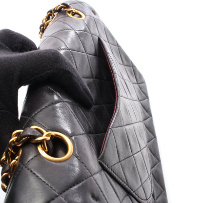 マトラッセ Wフラップ Wチェーンショルダーバッグ ラムスキン ブラック ゴールド金具 シャネル バッグ CHANEL