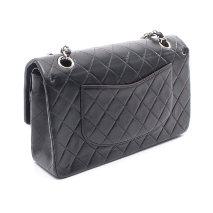 マトラッセ Wフラップ Wチェーンショルダーバッグ ラムスキン ブラック シルバー金具 シャネル バッグ CHANEL