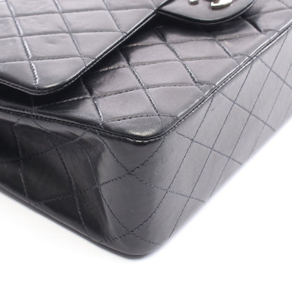 マトラッセ Wフラップ Wチェーンショルダーバッグ ラムスキン ブラック シルバー金具 シャネル バッグ CHANEL