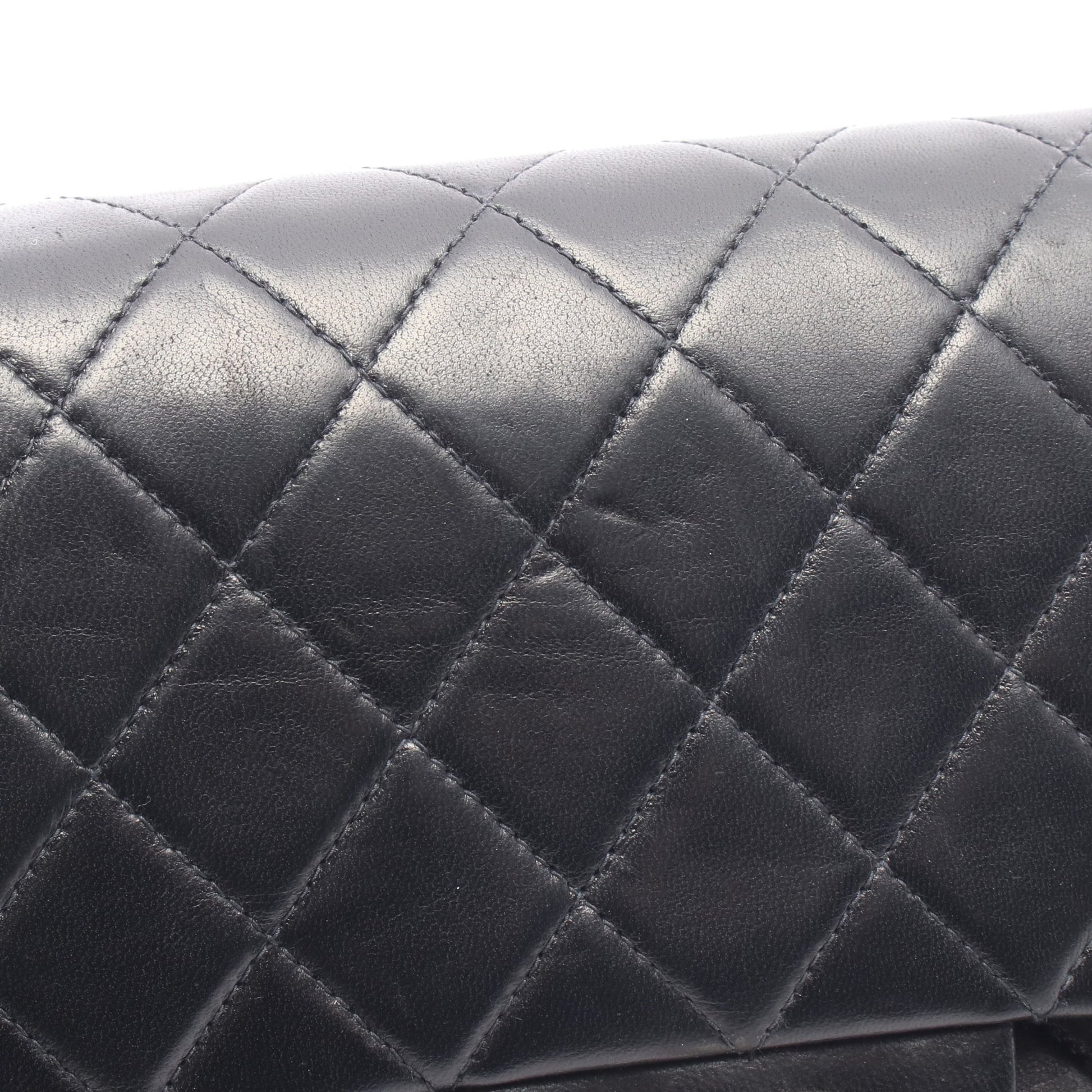 マトラッセ Wフラップ Wチェーンショルダーバッグ ラムスキン ブラック シルバー金具 シャネル バッグ CHANEL